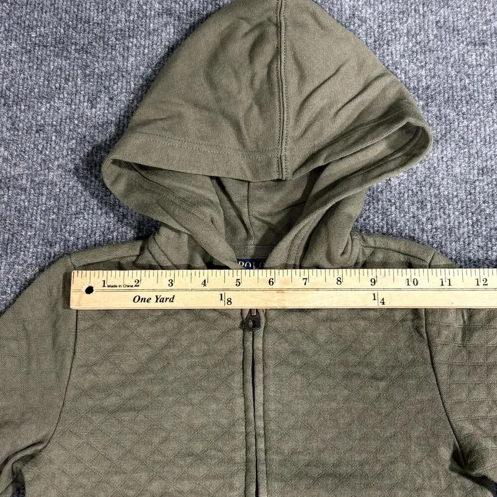 Polo Ralph Lauren Hoodie Kids 6 Island Green Quilted Full Zip Knit Sweatshirt